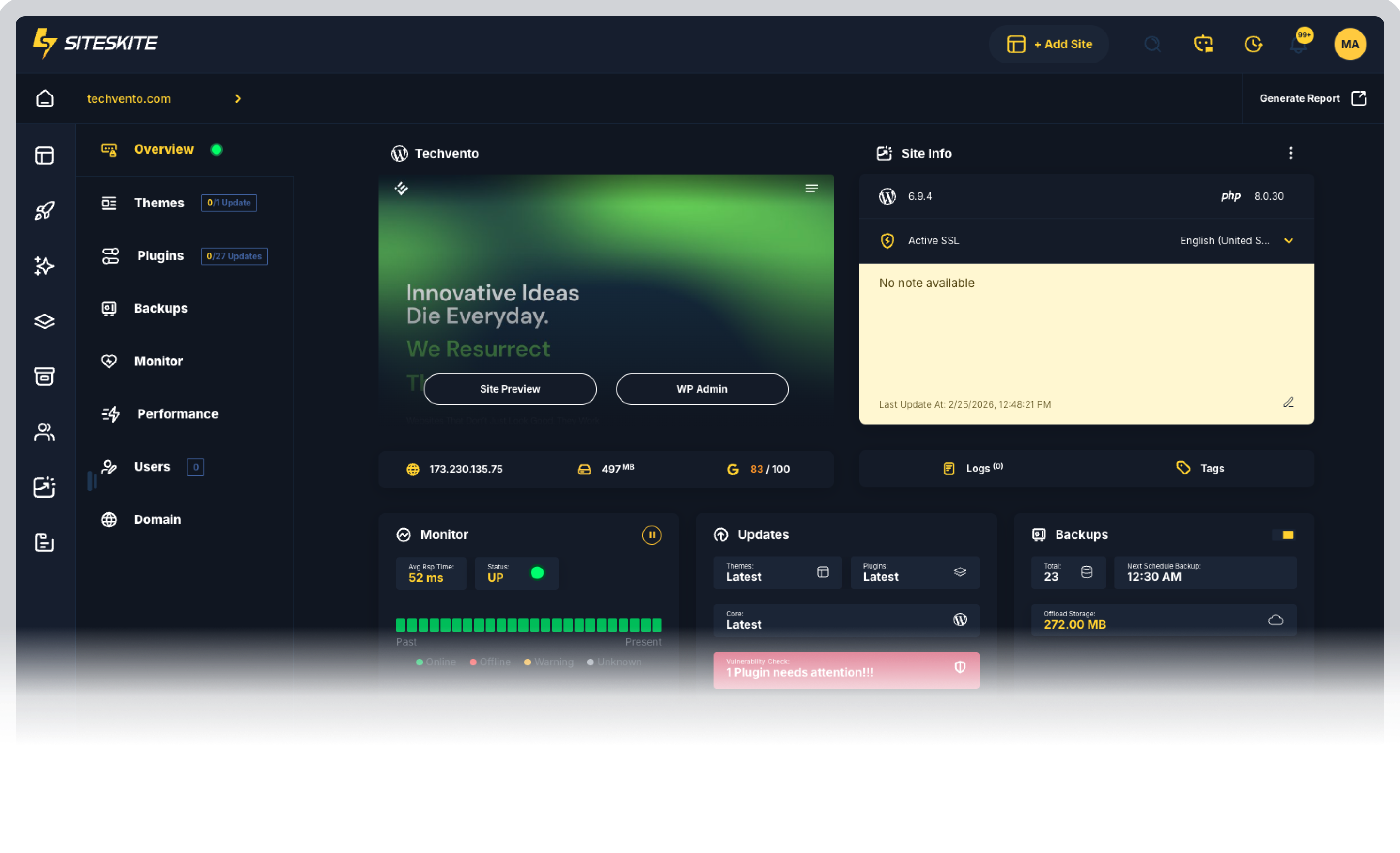SiteSkite Dashboard